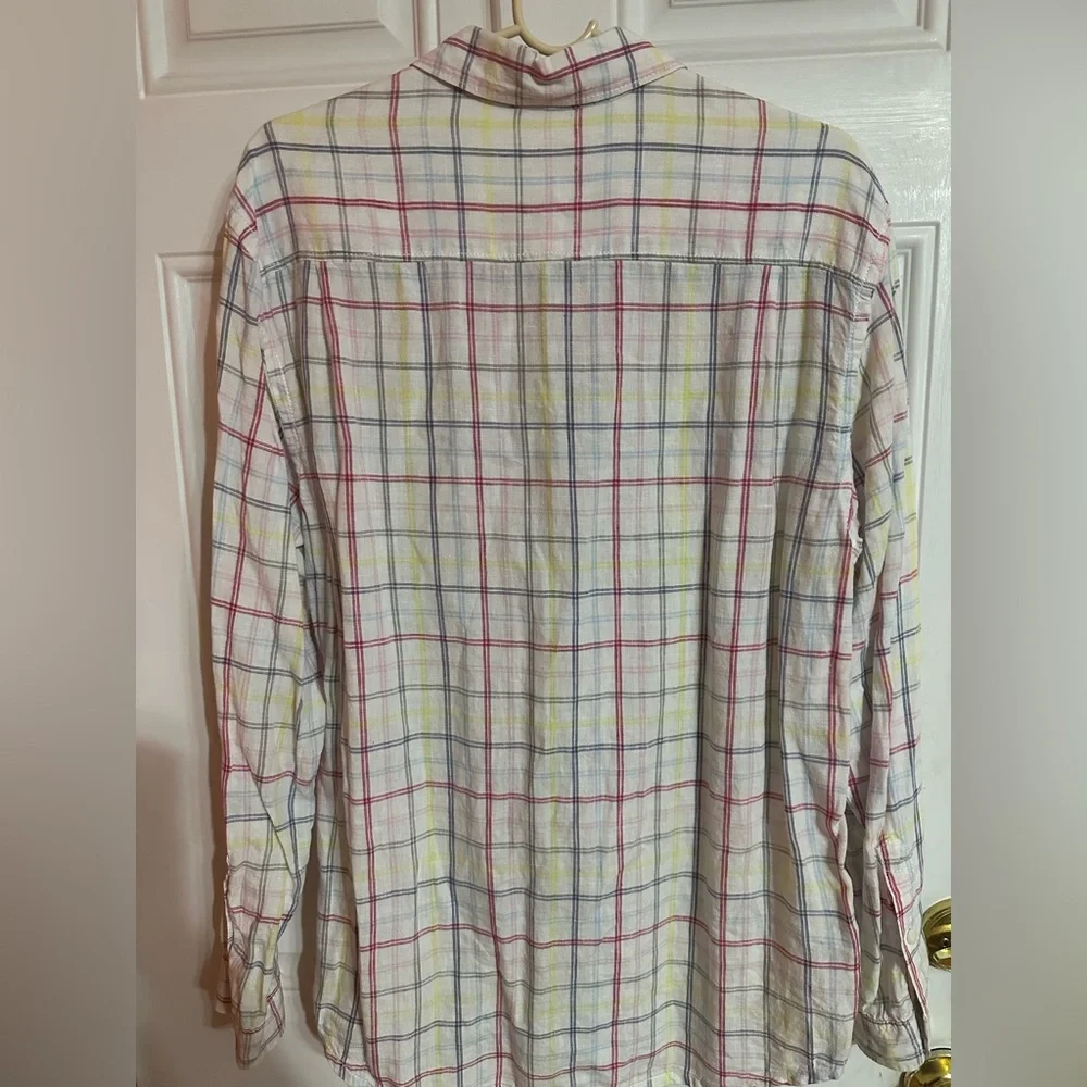 Tommy Bahama Relax Shirt Men's Medium 100% Linen Plaid Long‎ Sleeve Button Up